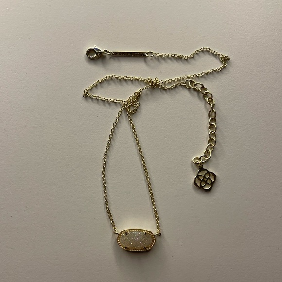 Kendra Scott Elisa Gold Pendant Necklace Iridescent Drusy - Picture 1 of 2